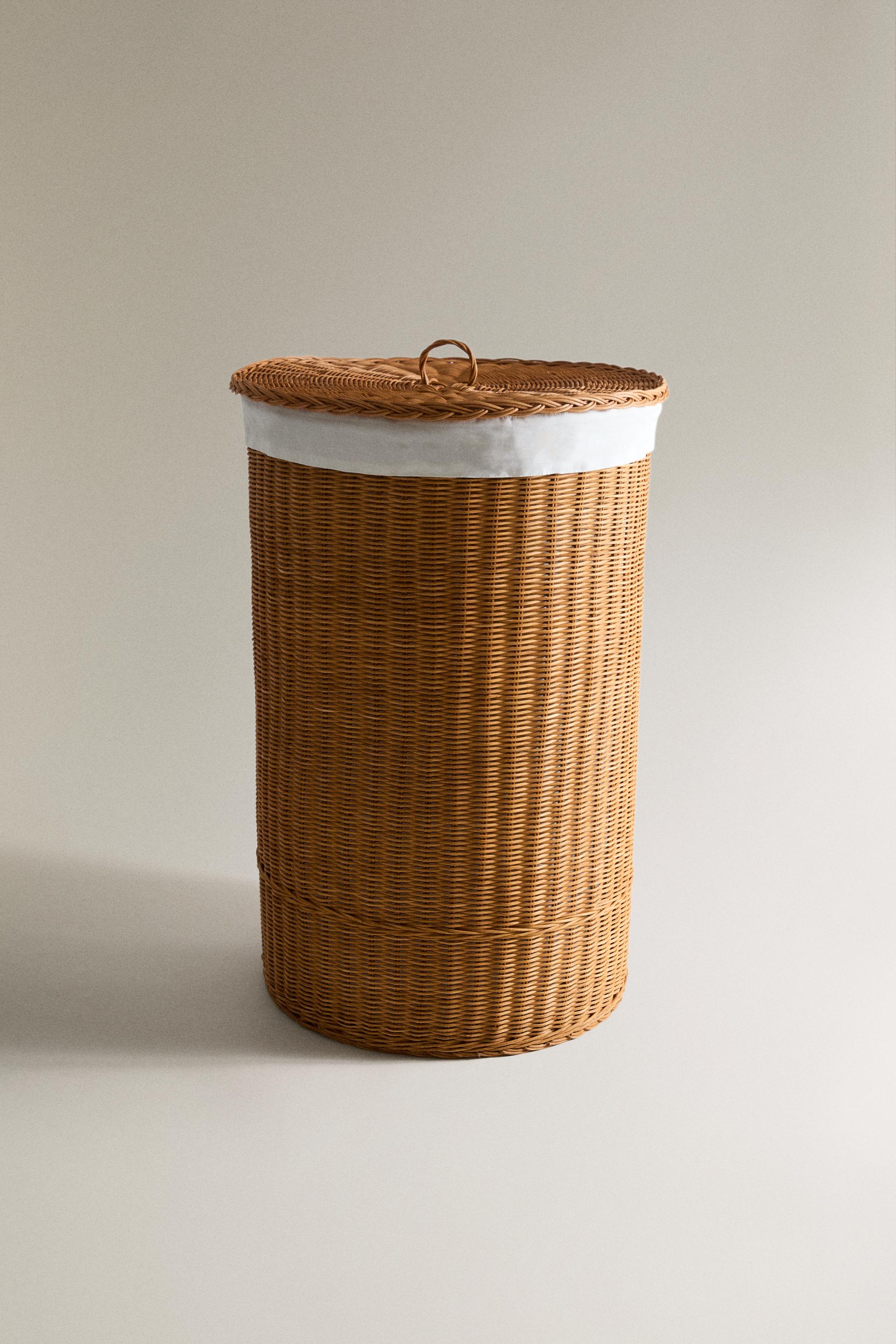 PANIER À LINGE ROTIN ET COTON